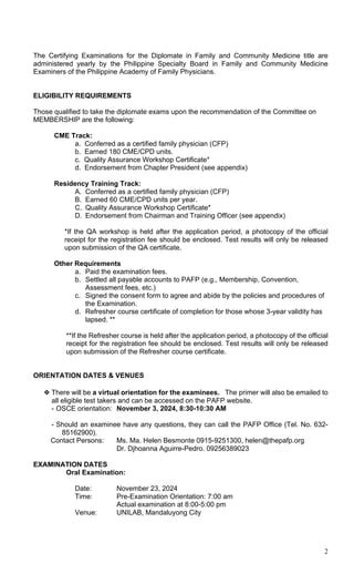 DIPLOMATE CERTIFYING EXAMINATIONS 2024 Philippine .